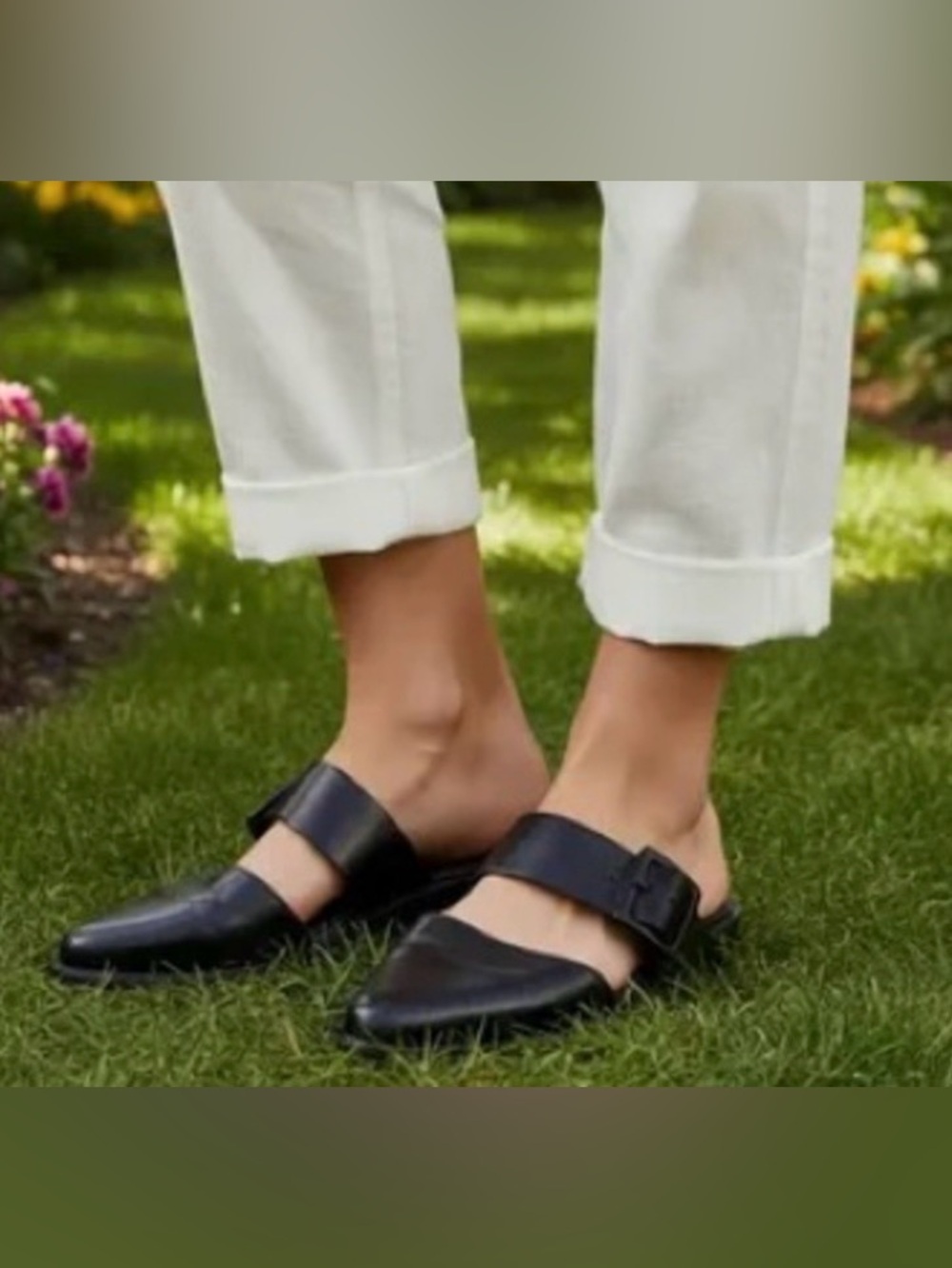 3.1 Phillip Lim Sz 6.5 Black Leather Pointed-Toe Buckle Mules